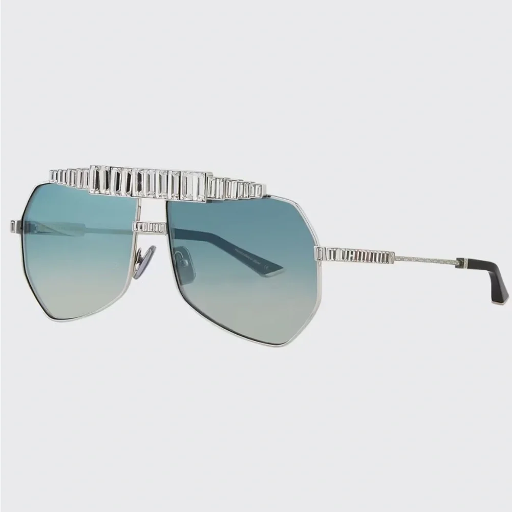 Anna Karin Karlsson Le Boss Swarovski White Gold Plated 24k Aviator Sunglasses